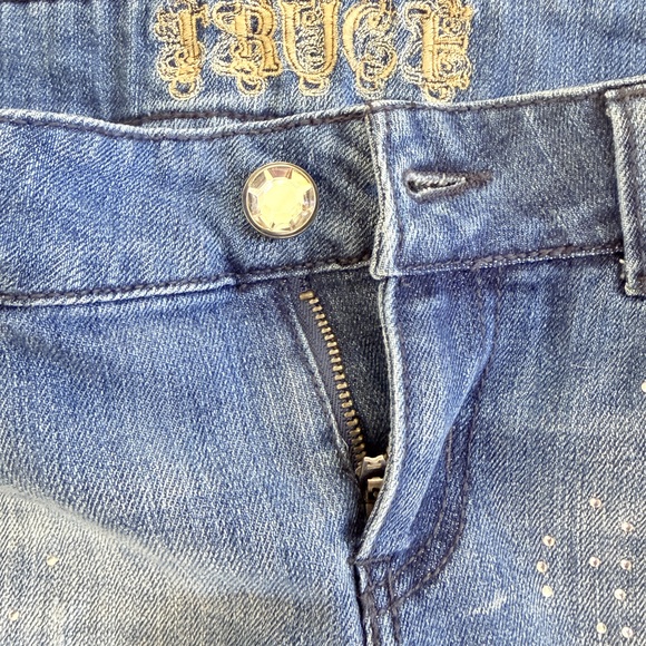 Truce Denim distressed rhinestone mini skirt - Picture 7 of 8